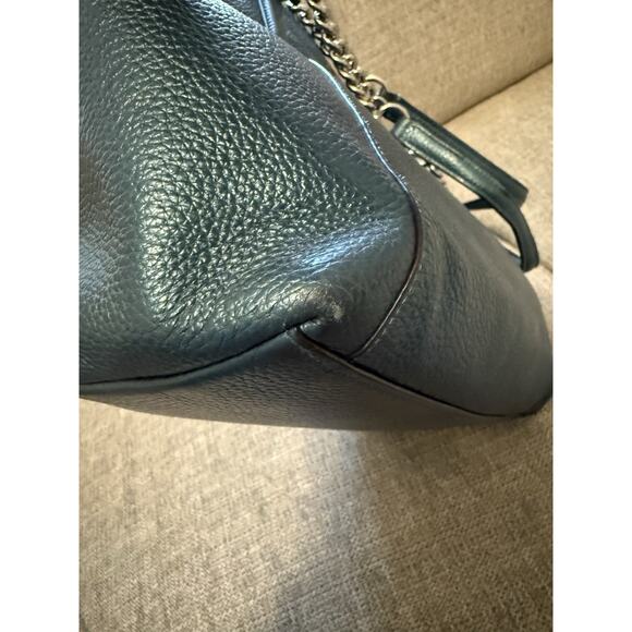 Coach AVA Leather Metallic Teal Tote G1857-F35850 Shoulder Handbag - Picture 7 of 16